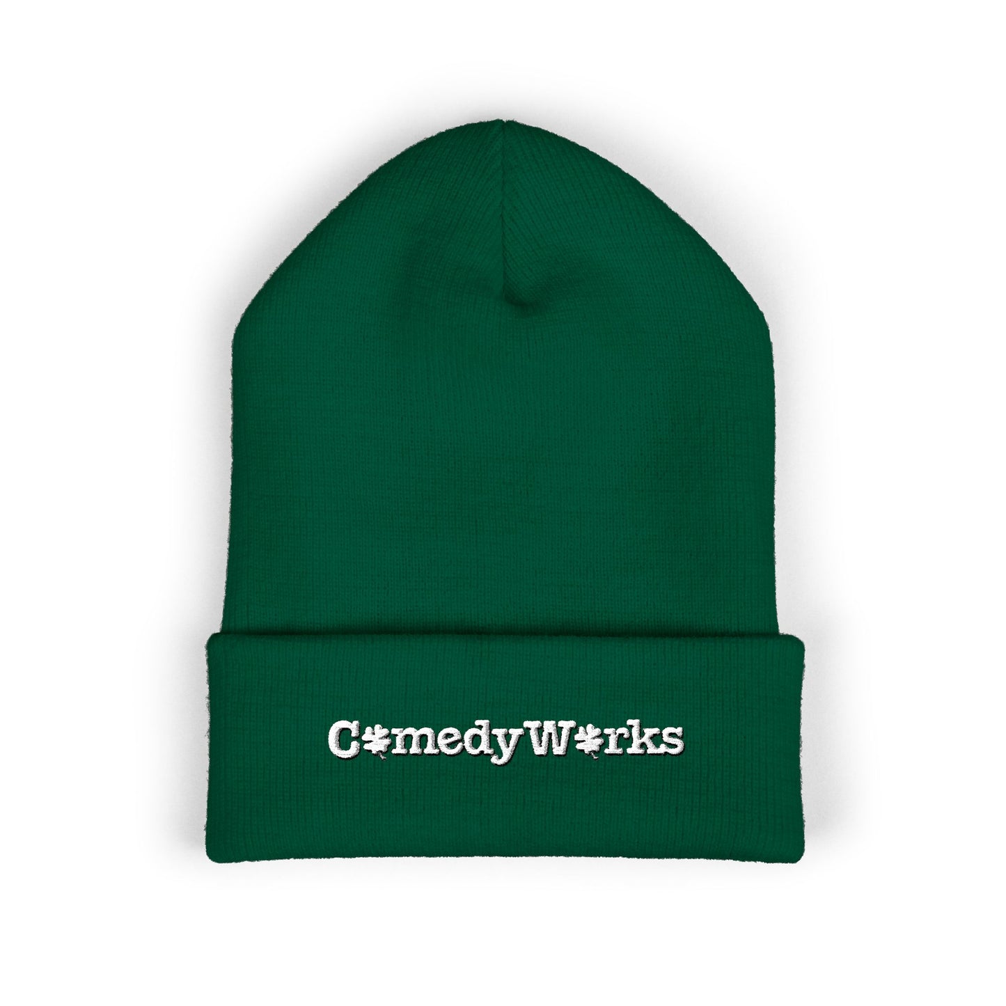 Comedy Works Embroidered St. Patrick's Day White Logo Beanie