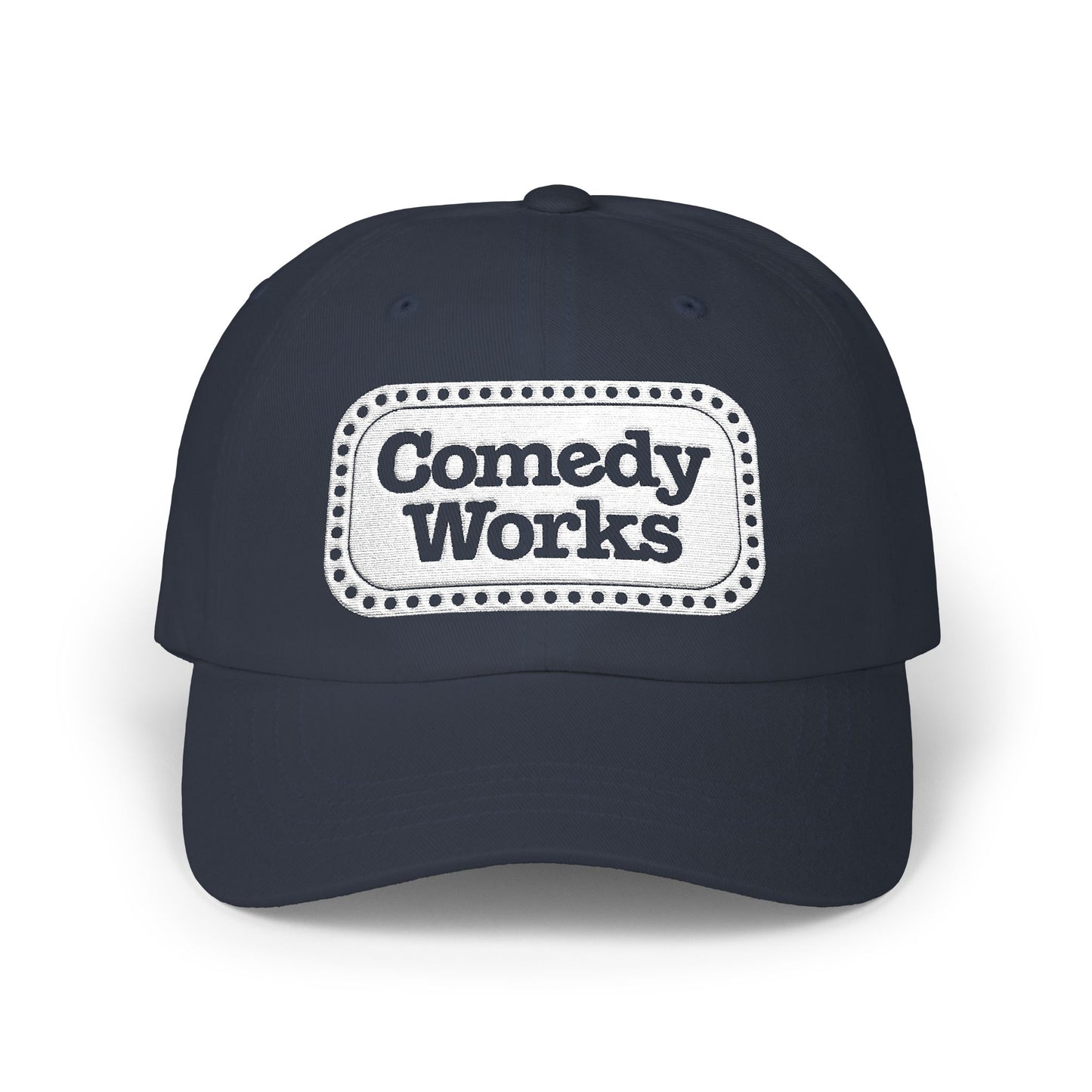 Comedy Works Embroidered White Sign Ball Cap