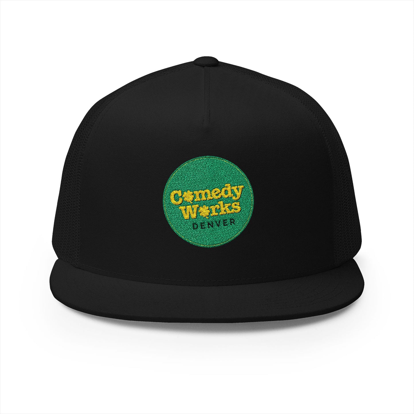 Comedy Works Embroidered St. Patrick's Day Gold & Green Logo Trucker Hat