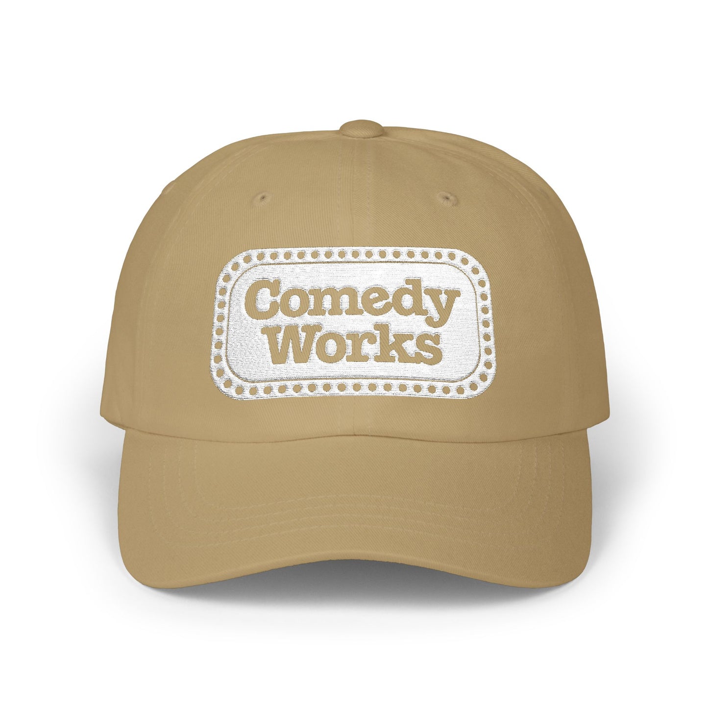 Comedy Works Embroidered White Sign Ball Cap