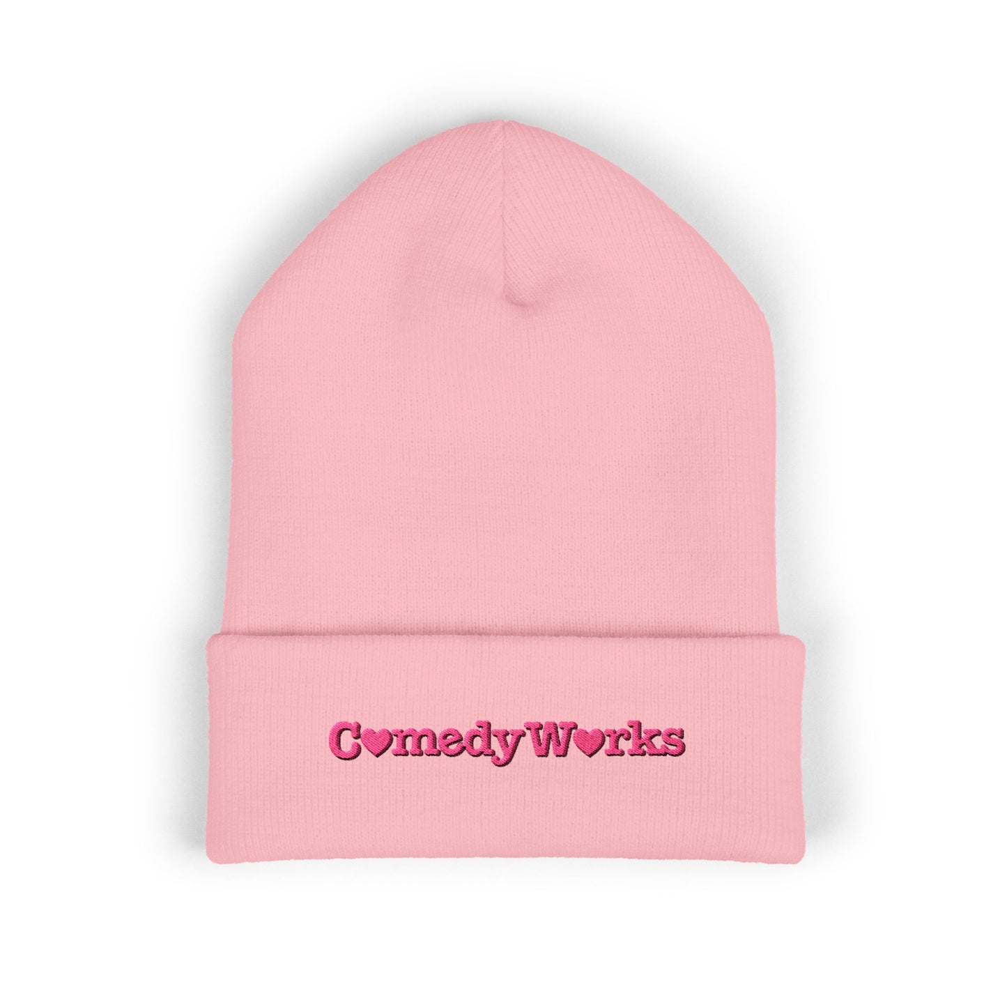 Comedy Works Embroidered Valentine’s Pink Logo Beanie