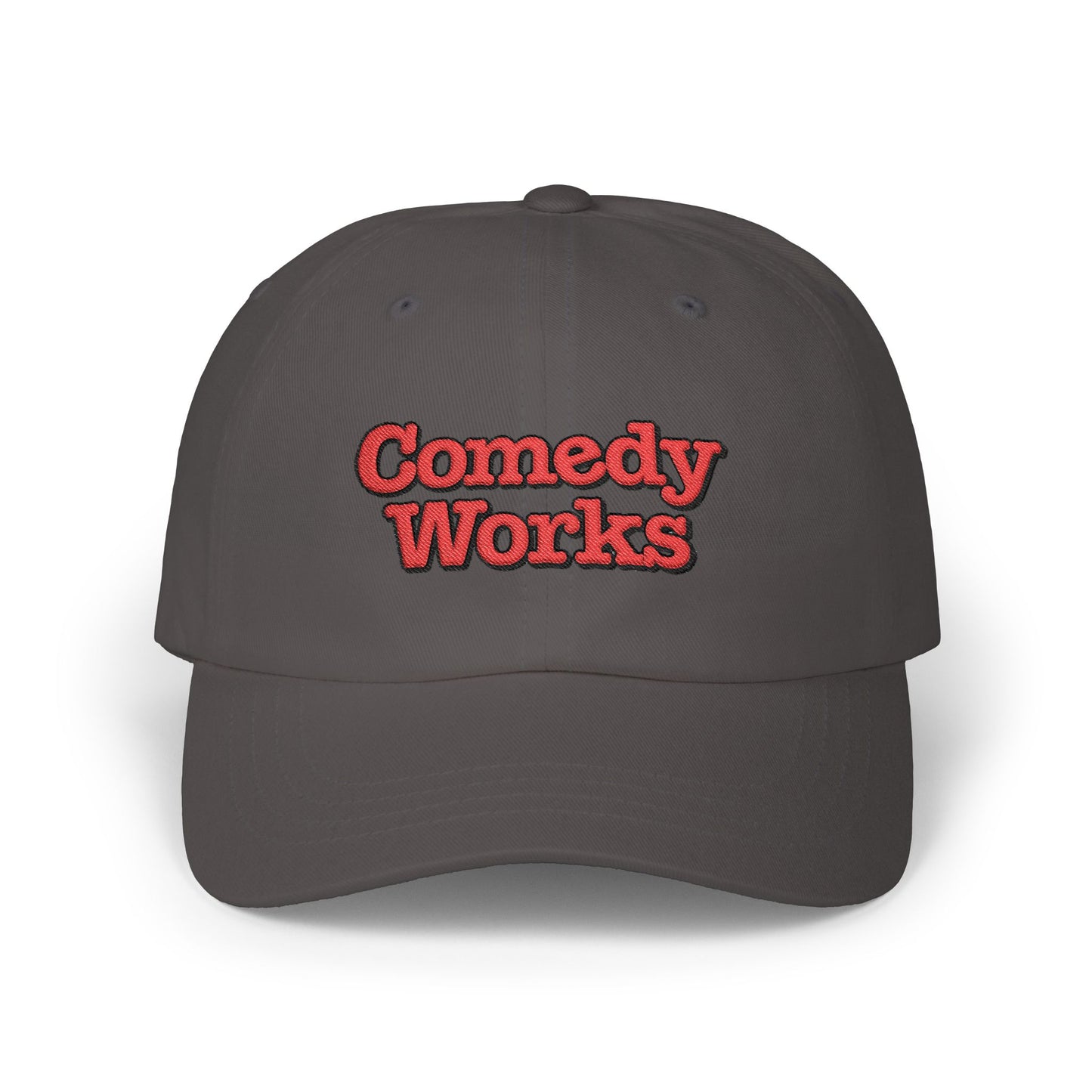 Comedy Works Embroidered Stacked Logo Ball Cap