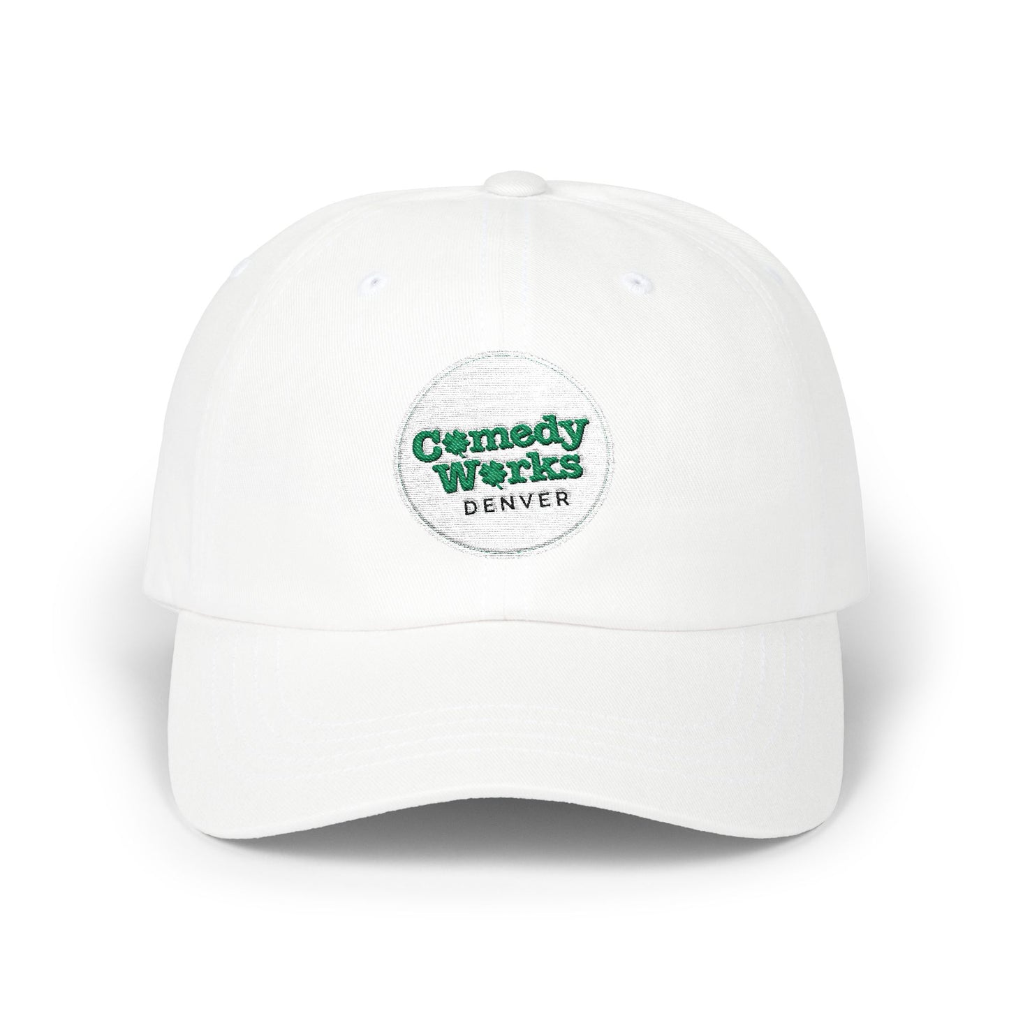 Comedy Works Embroidered St. Patrick's Day White Ball Logo Ball Cap