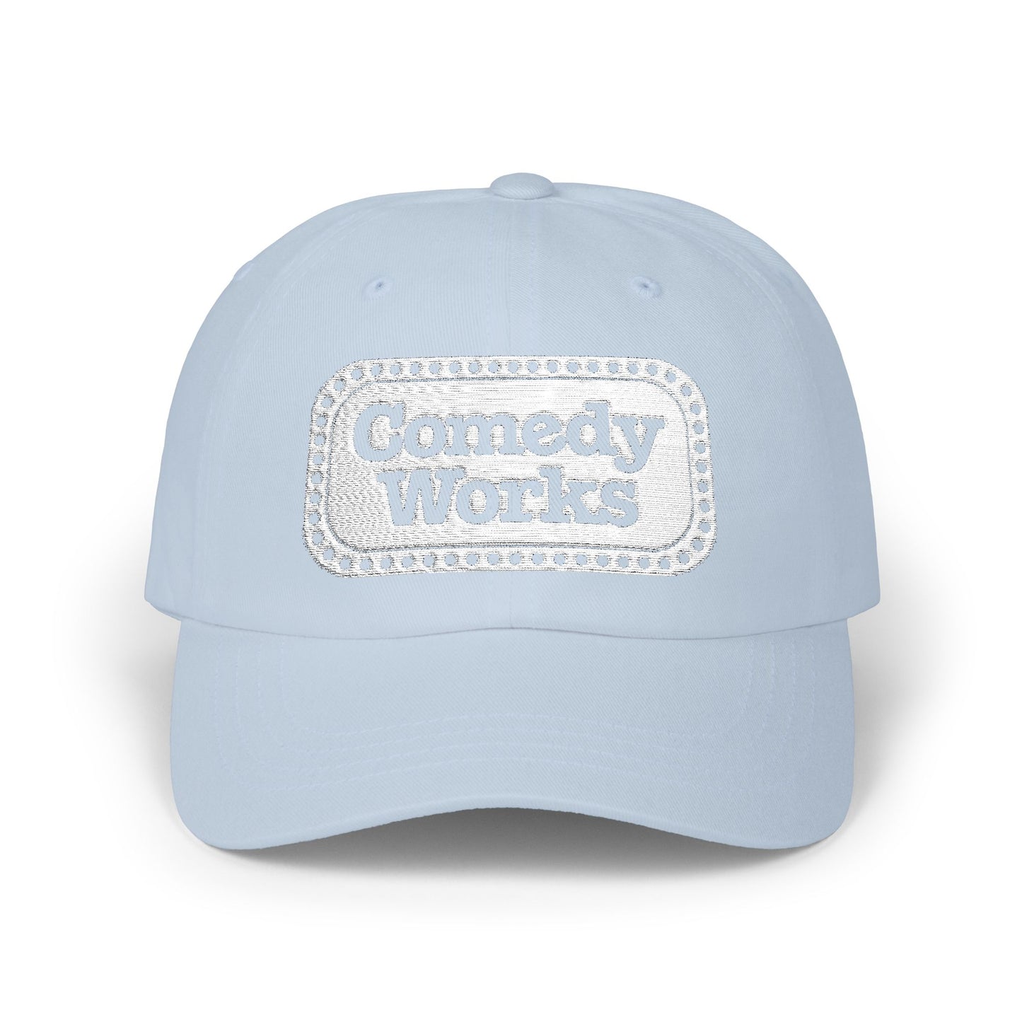 Comedy Works Embroidered White Sign Ball Cap