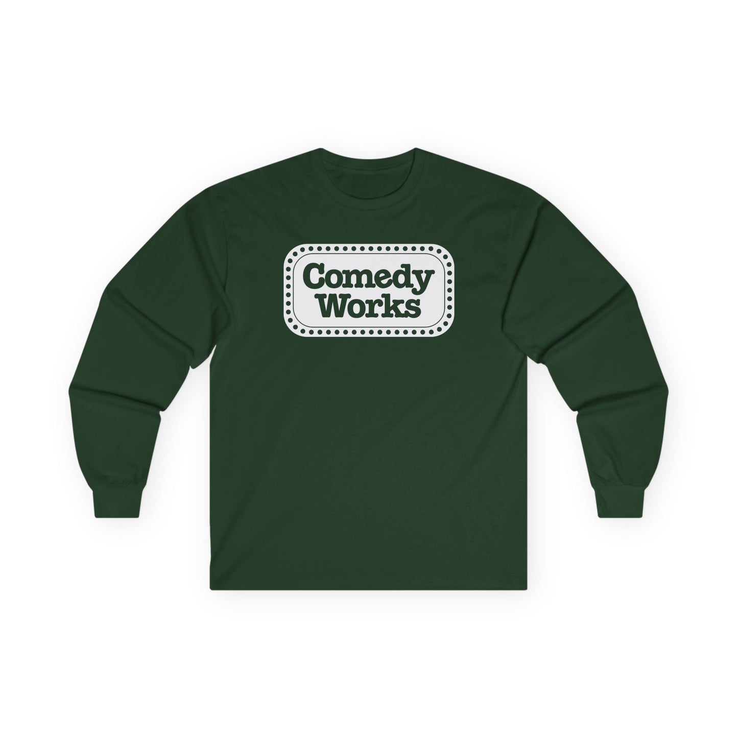 Comedy Works White Sign Unisex Long Sleeve