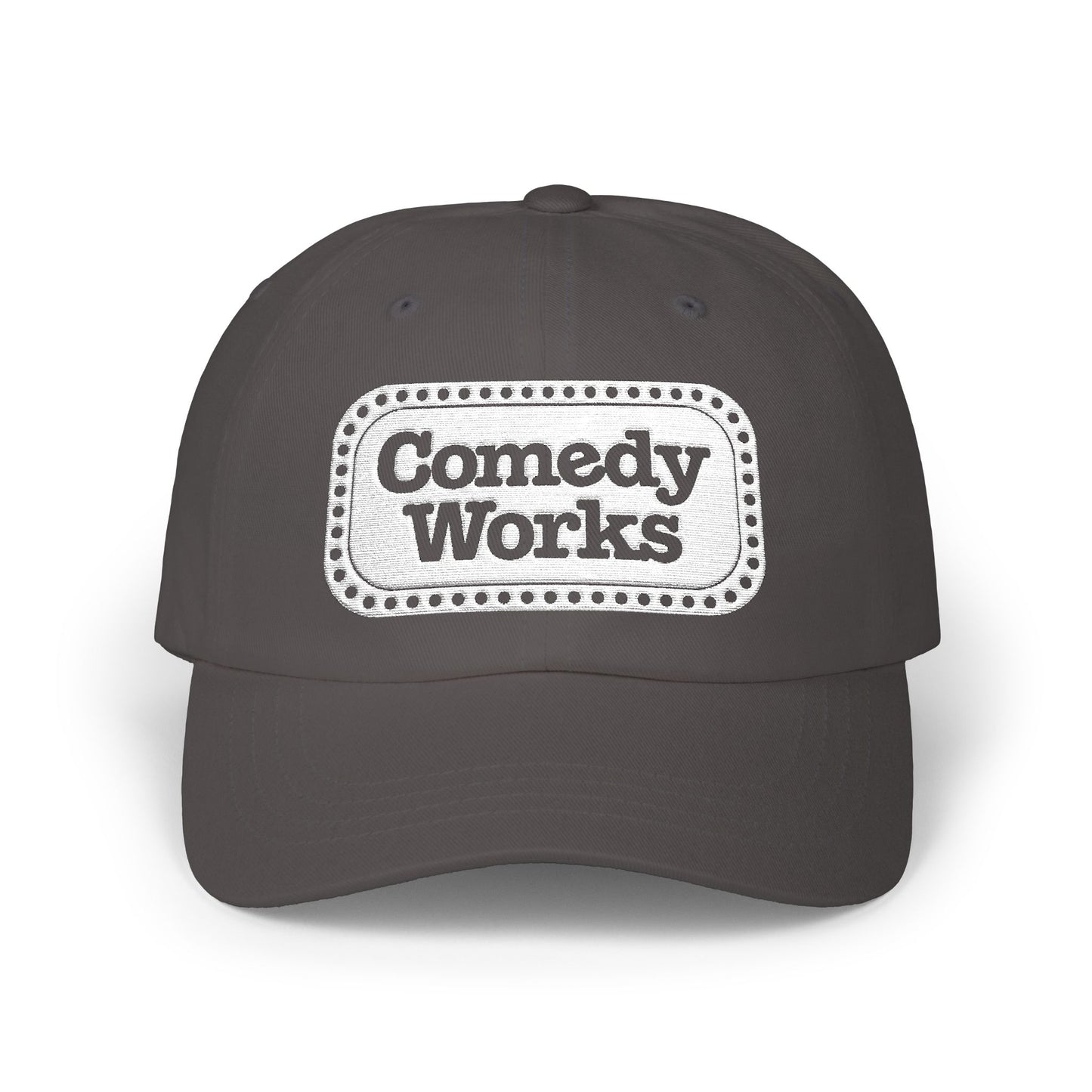 Comedy Works Embroidered White Sign Ball Cap