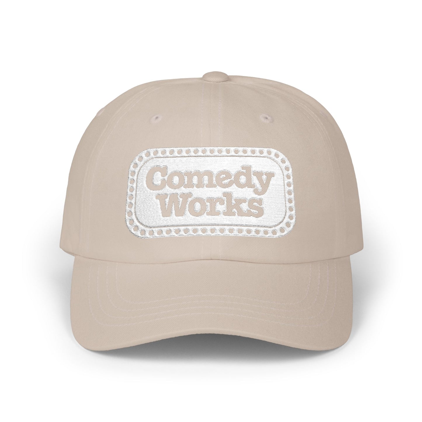 Comedy Works Embroidered White Sign Ball Cap