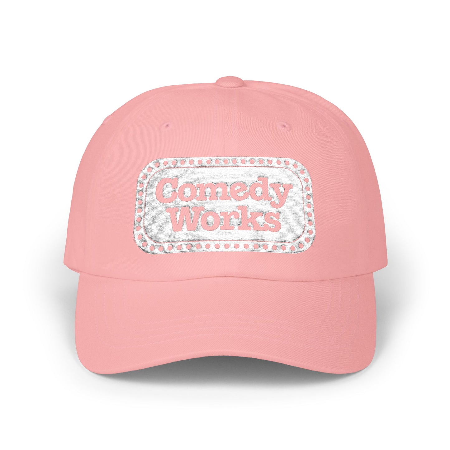 Comedy Works Embroidered White Sign Ball Cap