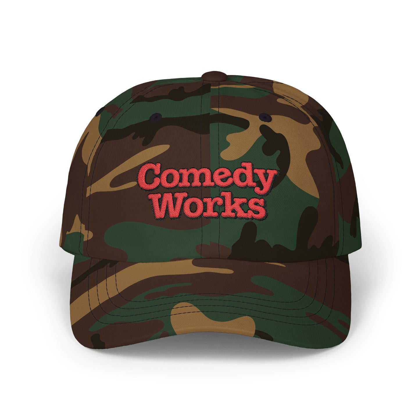 Comedy Works Embroidered Stacked Logo Ball Cap