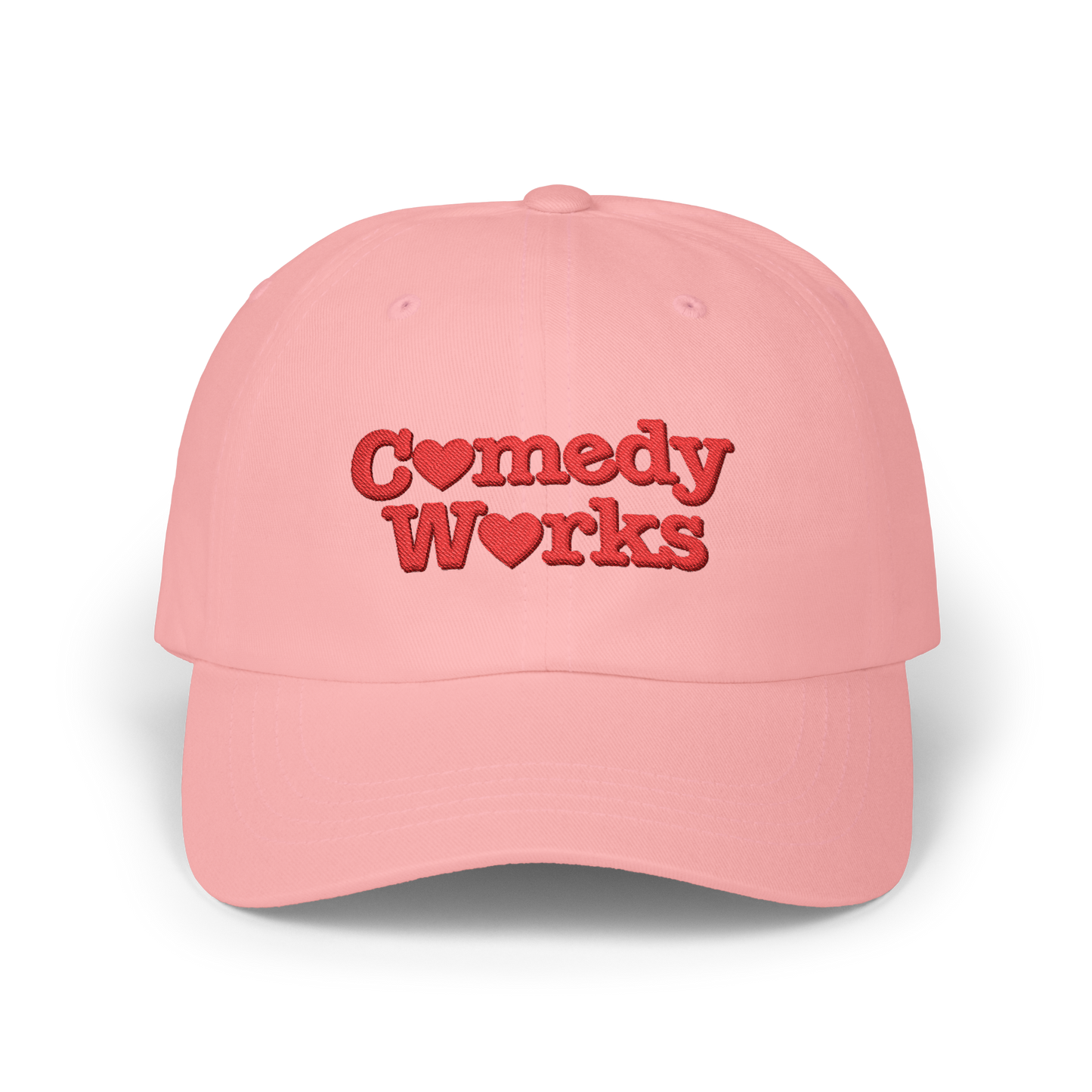 Comedy Works Embroidered Valentine’s Black Stacked Logo Ball Cap