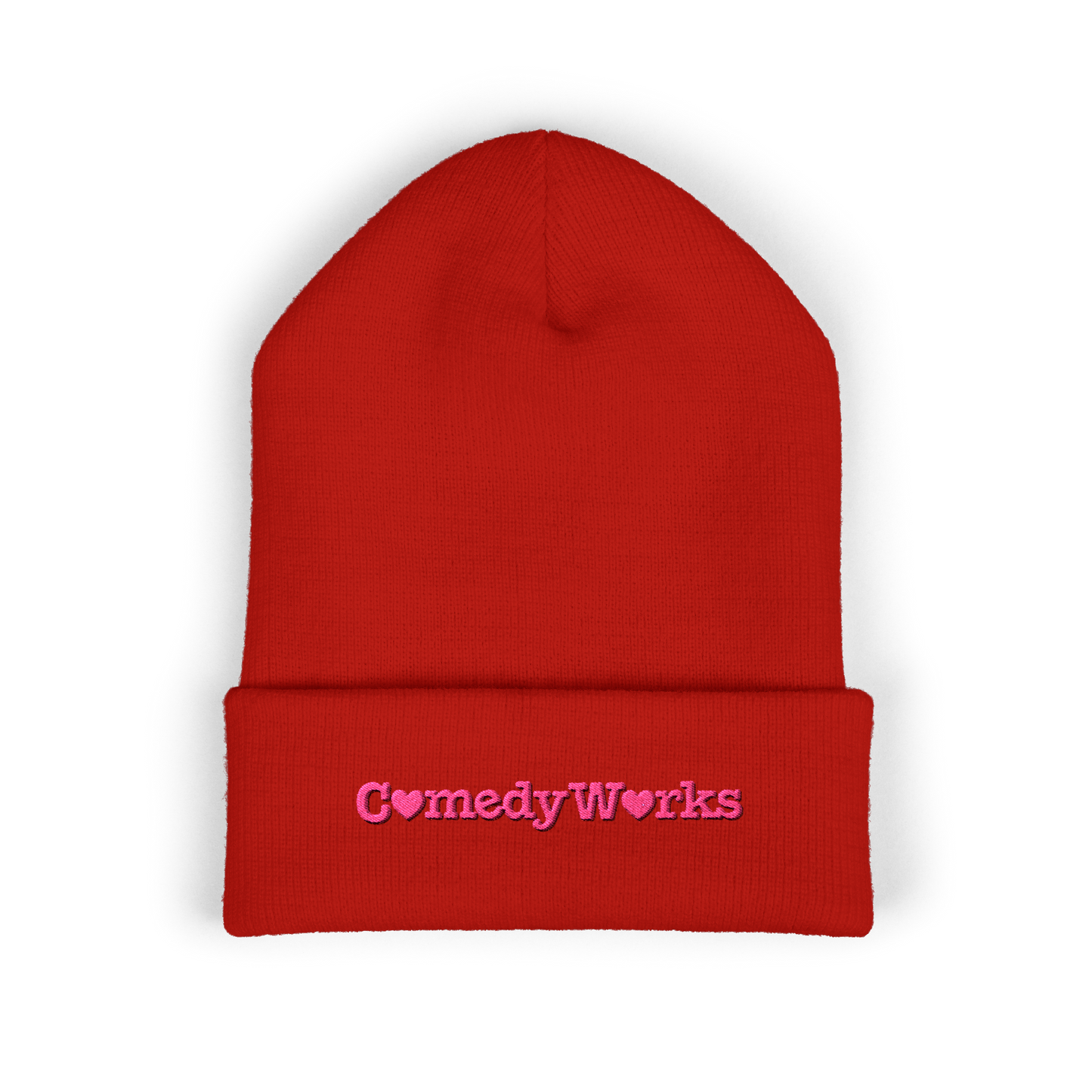 Comedy Works Embroidered Valentine’s Pink Logo Beanie