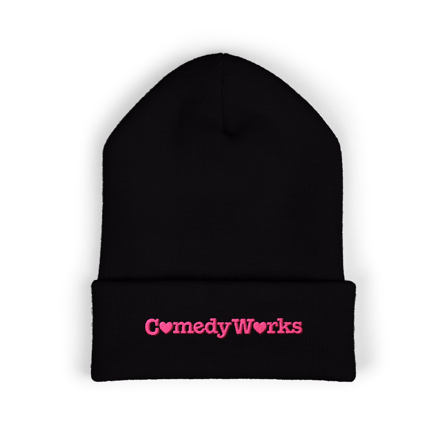 Comedy Works Embroidered Valentine’s Pink Logo Beanie