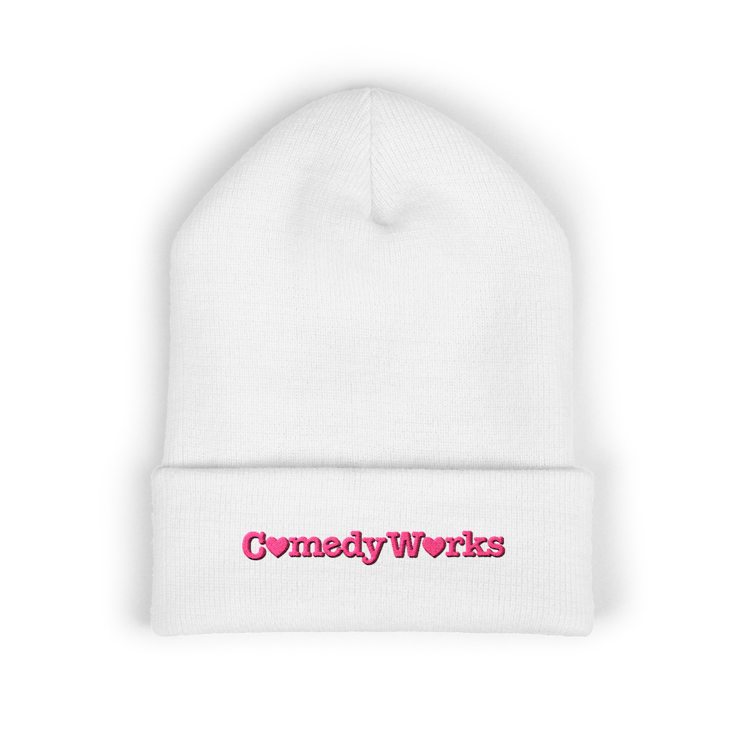Comedy Works Embroidered Valentine’s Pink Logo Beanie