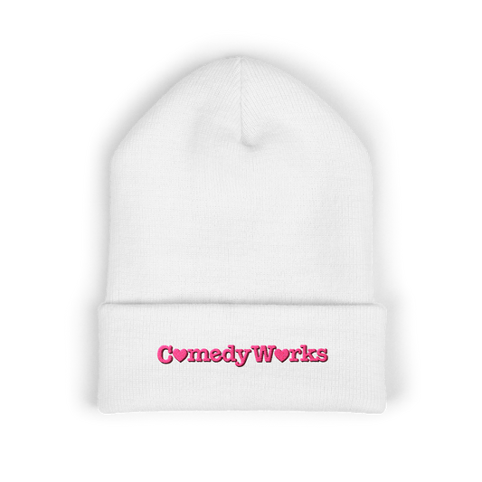 Comedy Works Embroidered Valentine’s Pink Logo Beanie