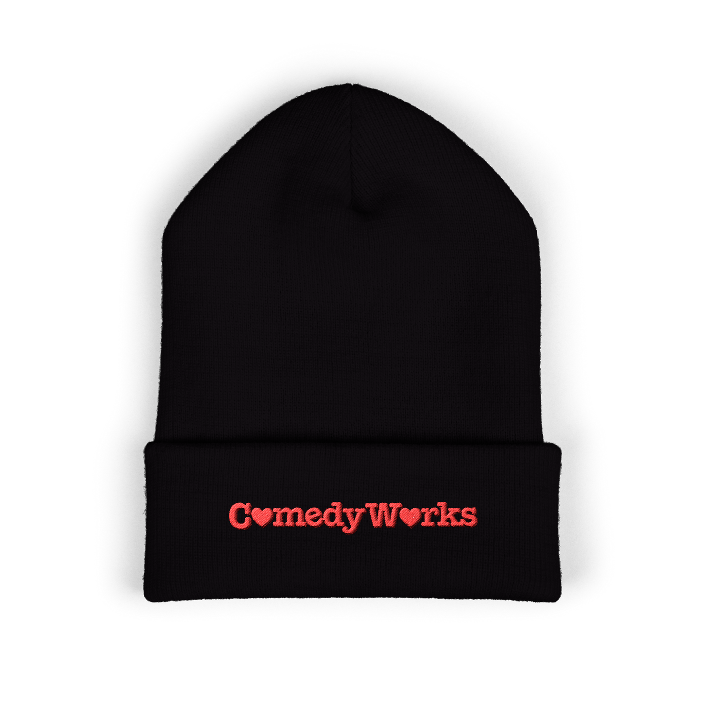 Comedy Works Embroidered Valentine’s Red Logo Beanie