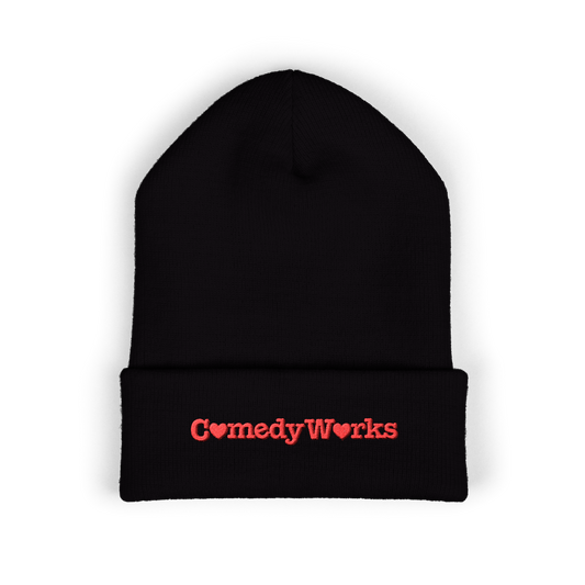 Comedy Works Embroidered Valentine’s Red Logo Beanie