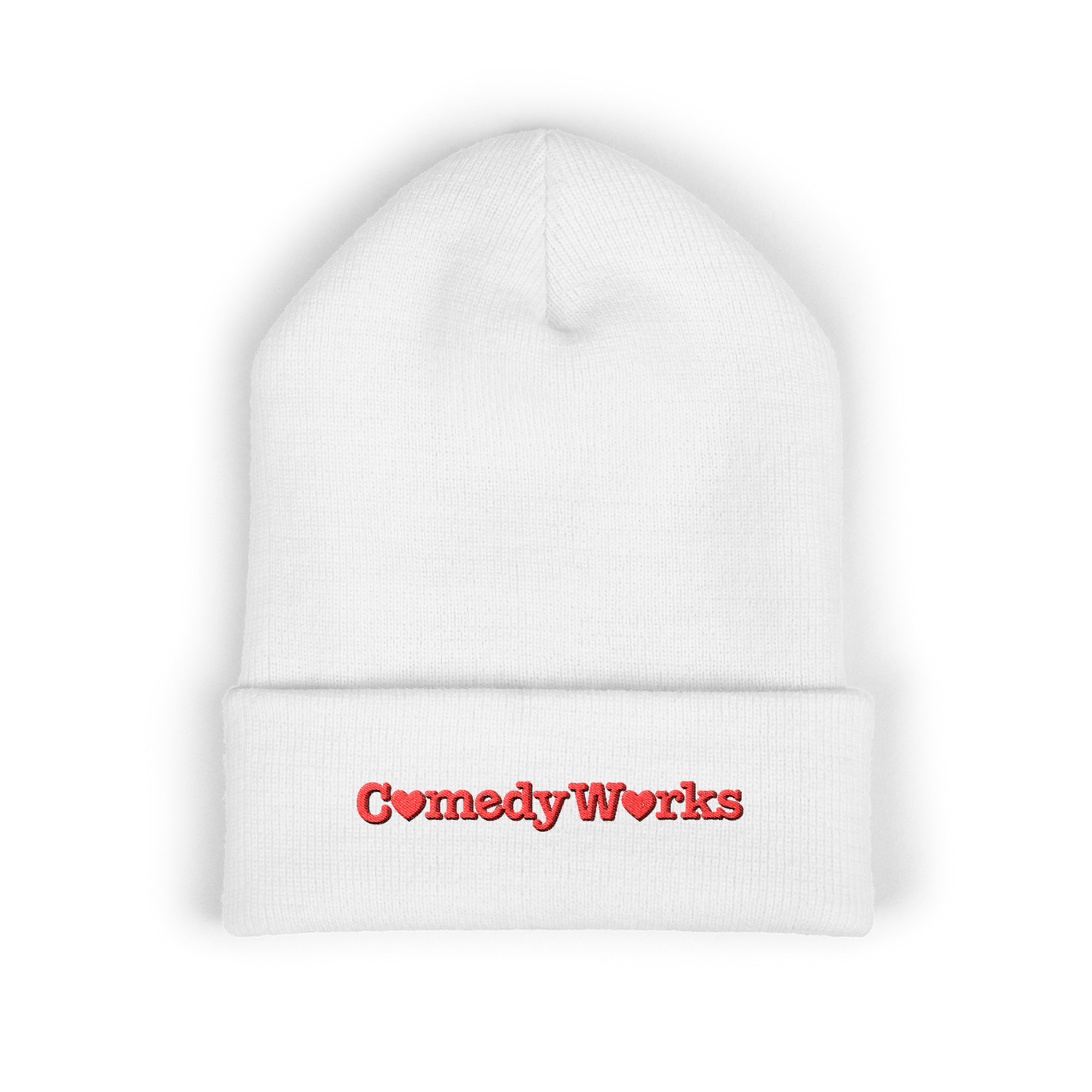 Comedy Works Embroidered Valentine’s Red Logo Beanie