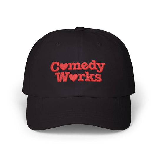 Comedy Works Embroidered Valentine’s Red Stacked Logo Ball Cap