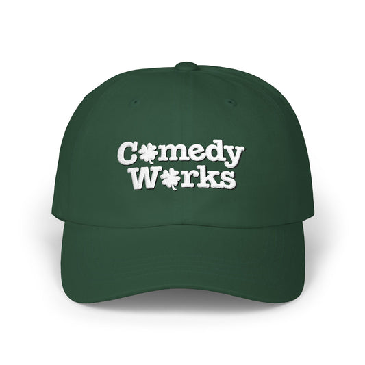Comedy Works Embroidered St. Patrick's Day White Logo Ball Cap