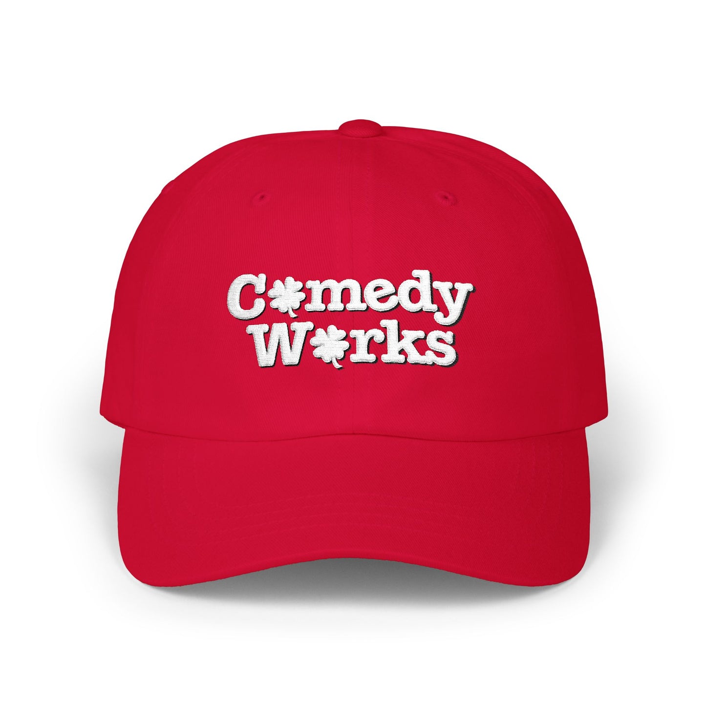 Comedy Works Embroidered St. Patrick's Day White Logo Ball Cap