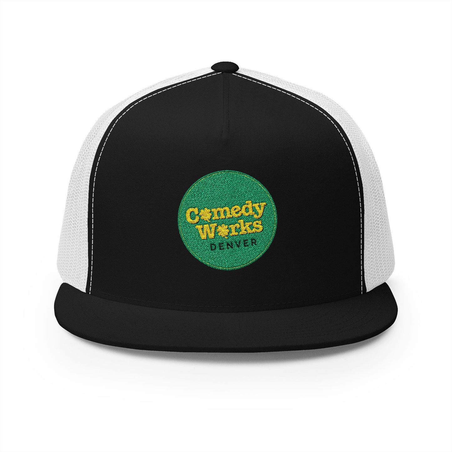 Comedy Works Embroidered St. Patrick's Day Gold & Green Logo Trucker Hat