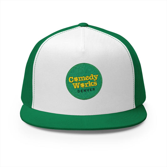Comedy Works Embroidered St. Patrick's Day Gold & Green Logo Trucker Hat