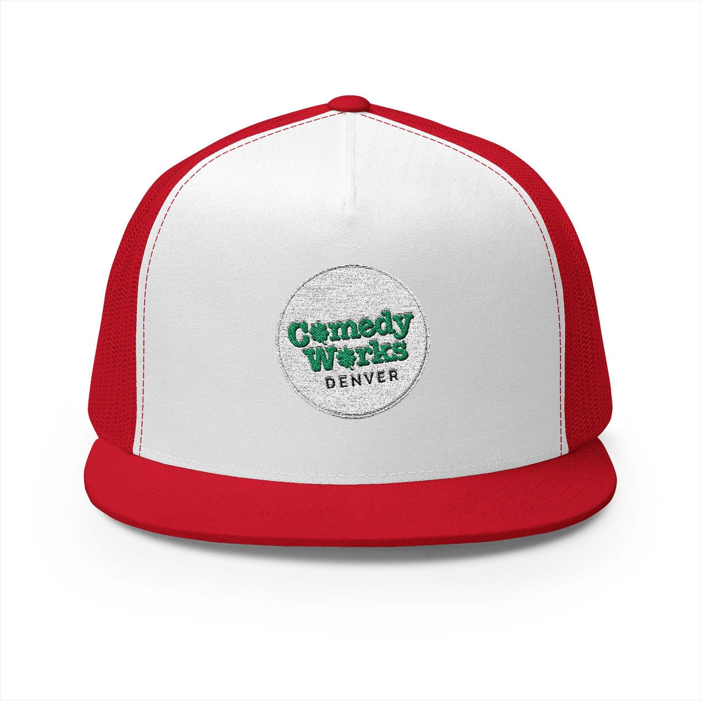 Comedy Works Embroidered St. Patrick's Day White Logo Trucker Hat
