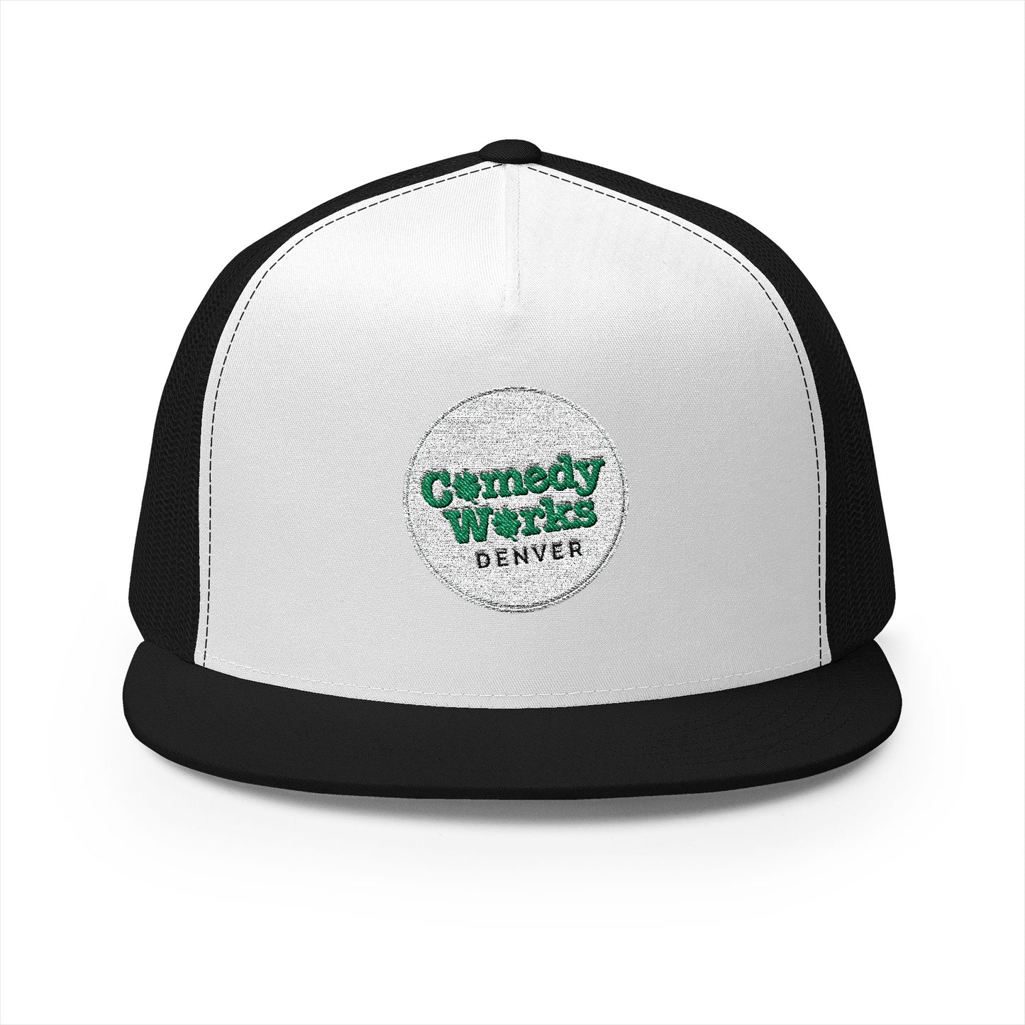 Comedy Works Embroidered St. Patrick's Day White Logo Trucker Hat