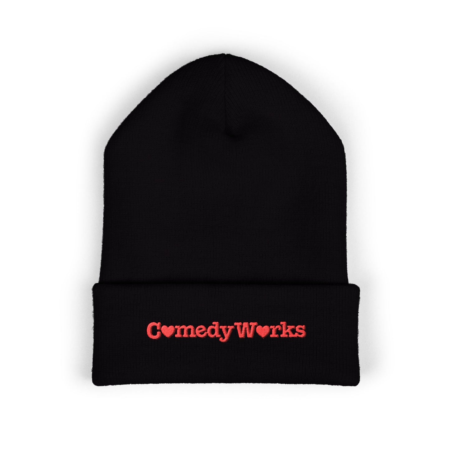 Comedy Works Embroidered Valentine’s Red Logo Beanie