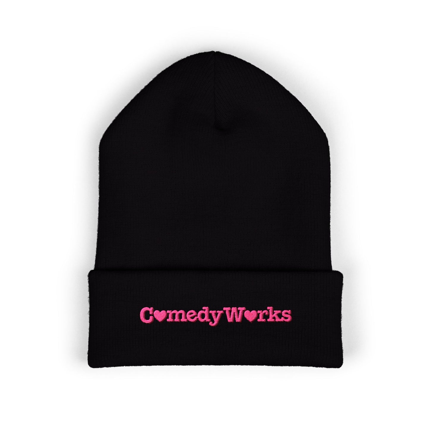 Comedy Works Embroidered Valentine’s Pink Logo Beanie