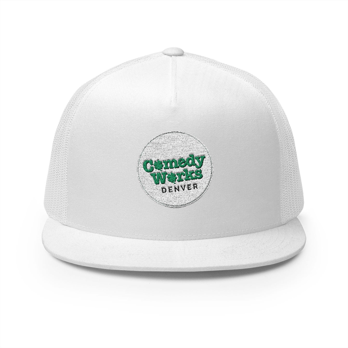 Comedy Works Embroidered St. Patrick's Day White Logo Trucker Hat