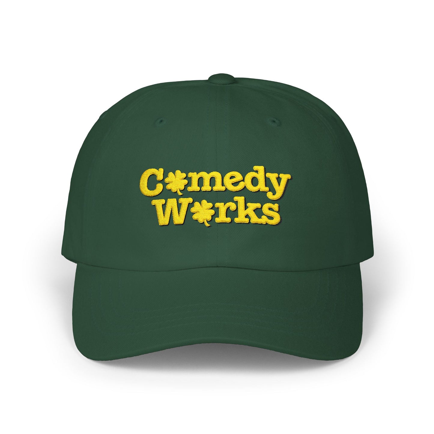 Comedy Works Embroidered St. Patrick's Day Gold Logo Ball Cap