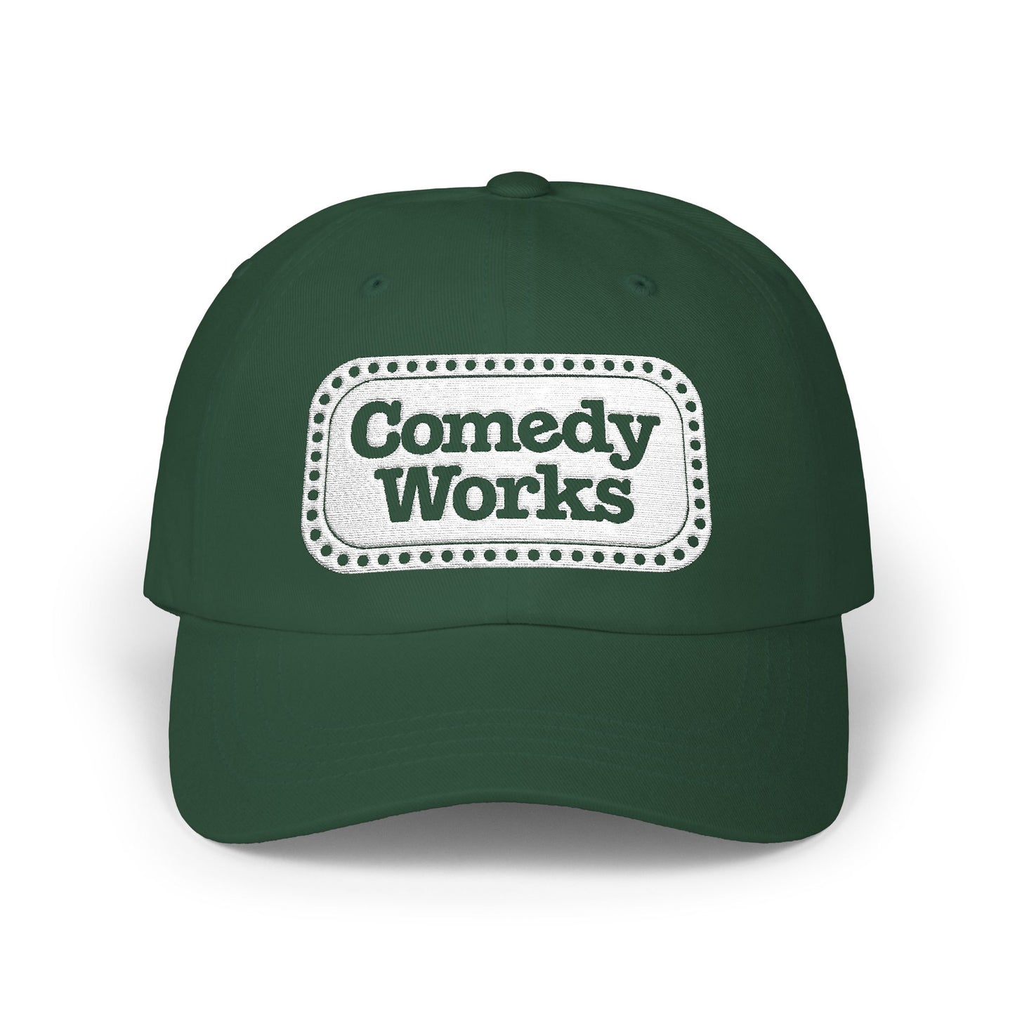 Comedy Works Embroidered White Sign Ball Cap